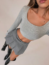 SXY Women's Gray Plaid Casual;Pleated Skirt;/Fashion Versatile/Hanging Out With Friends/Office Siren/Gray Series Outfit Pleated A-Line Mini Skirt